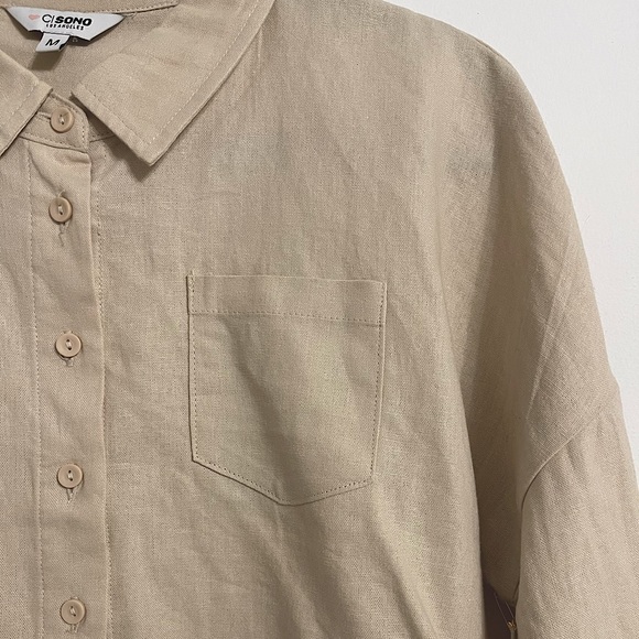 NWT CI Sono Los Angeles Khaki Long Sleeve Crop Top - Picture 5 of 6